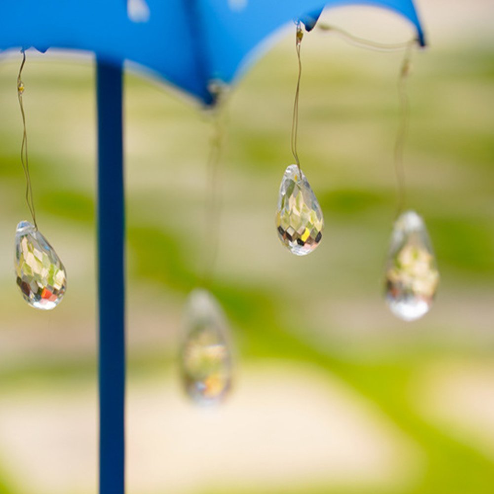 Solar Garden Light Umbrella Raindrop Bird Feeder