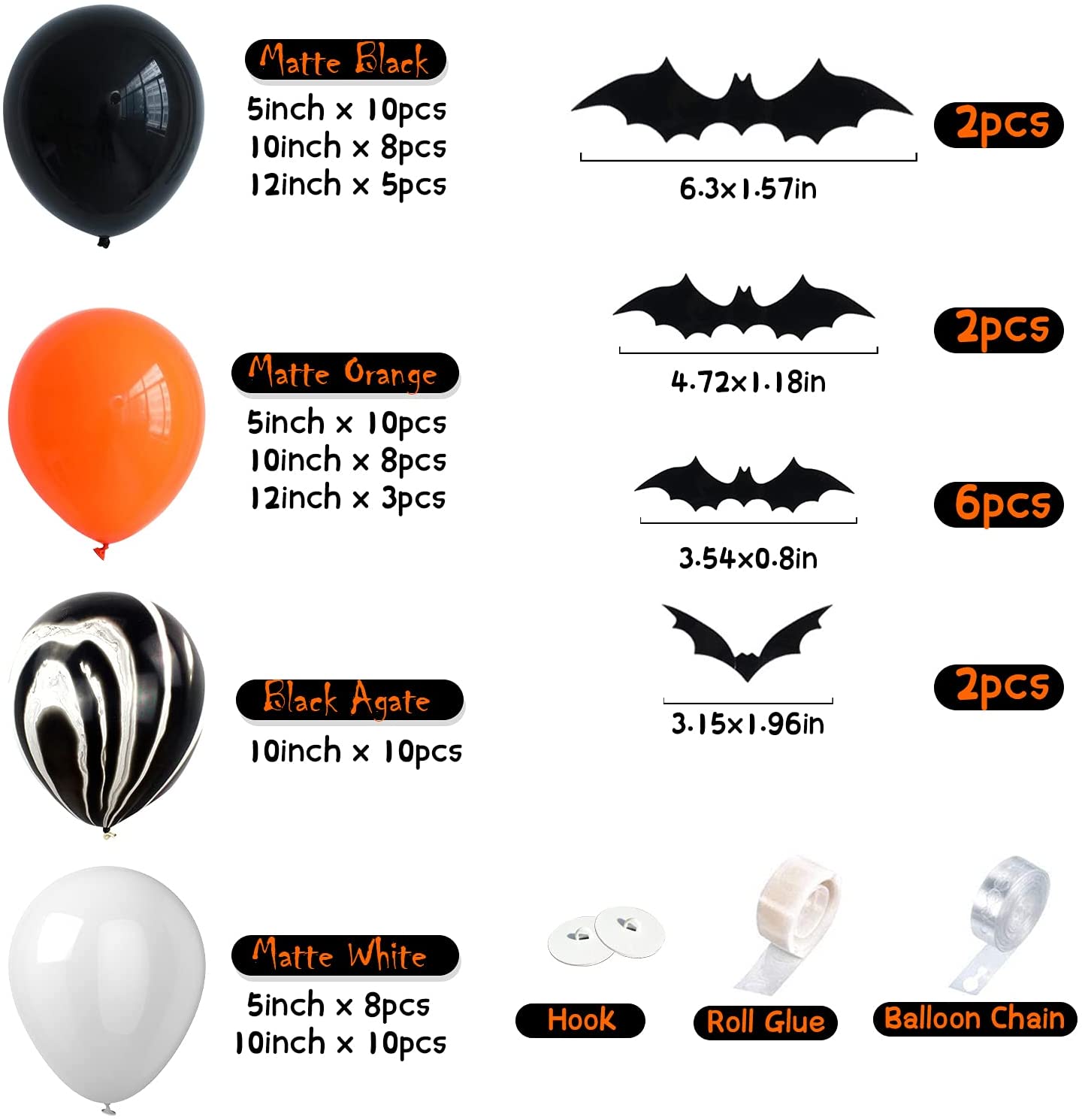 Halloween Arch Bat Sticker Decorative Balloon Garland