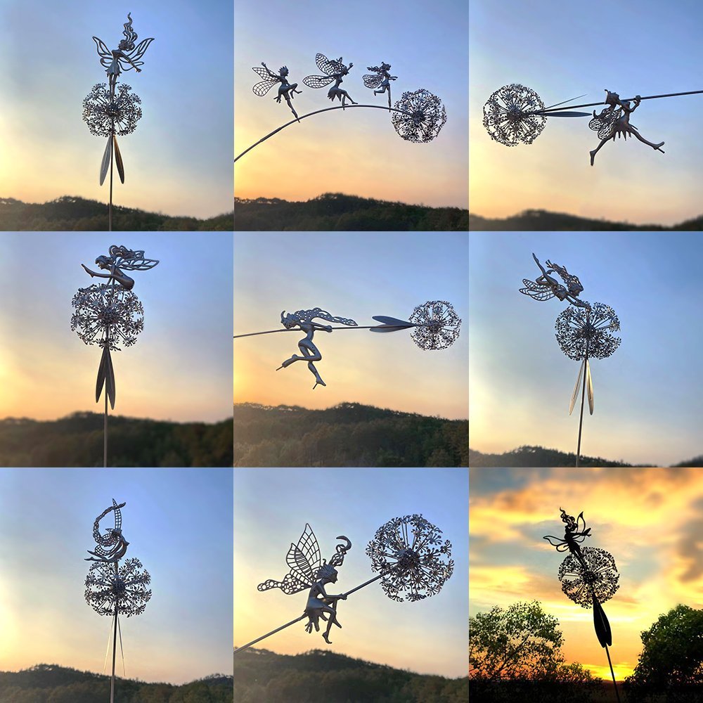 New 3d Flower Fairy Elf Dancing With Dandelion Sculpture