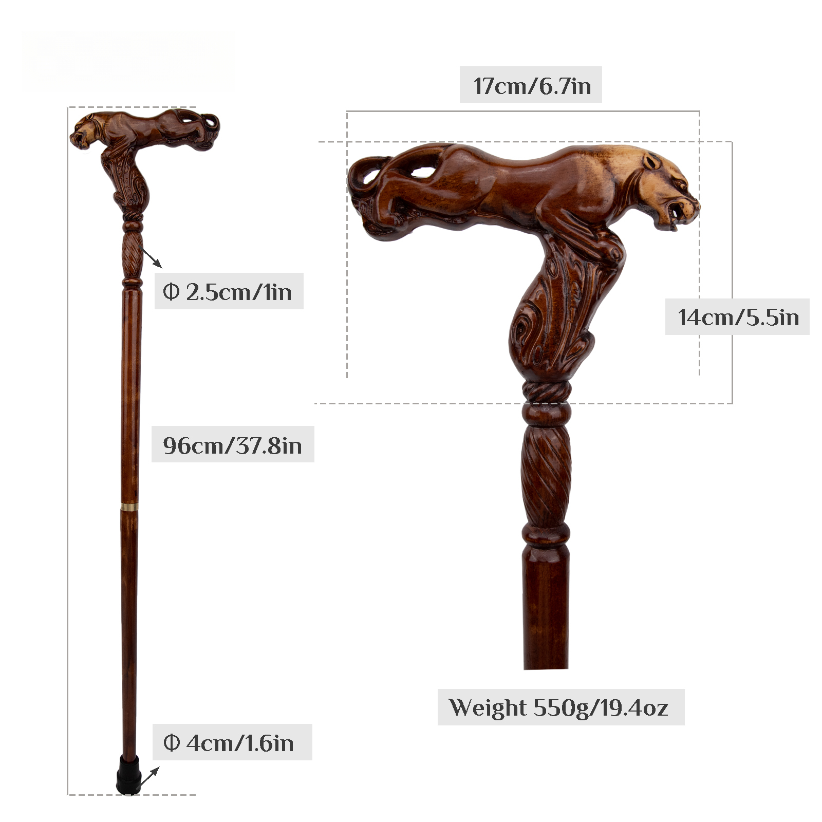Hand Carved Wooden Walking Stick
