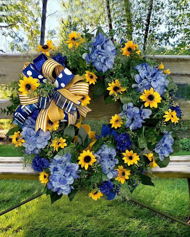 Prayer for Peace Sunflower Front Door Wreath