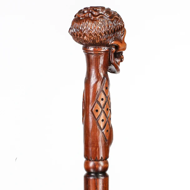 EGYPTIAN SKULL Wooden Walking Stick Cane Ankh Cross