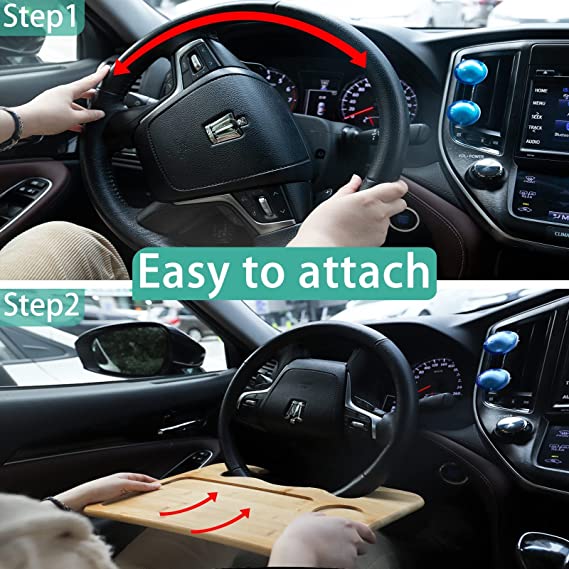 Car Bamboo Double Sided Steering Wheel Tray