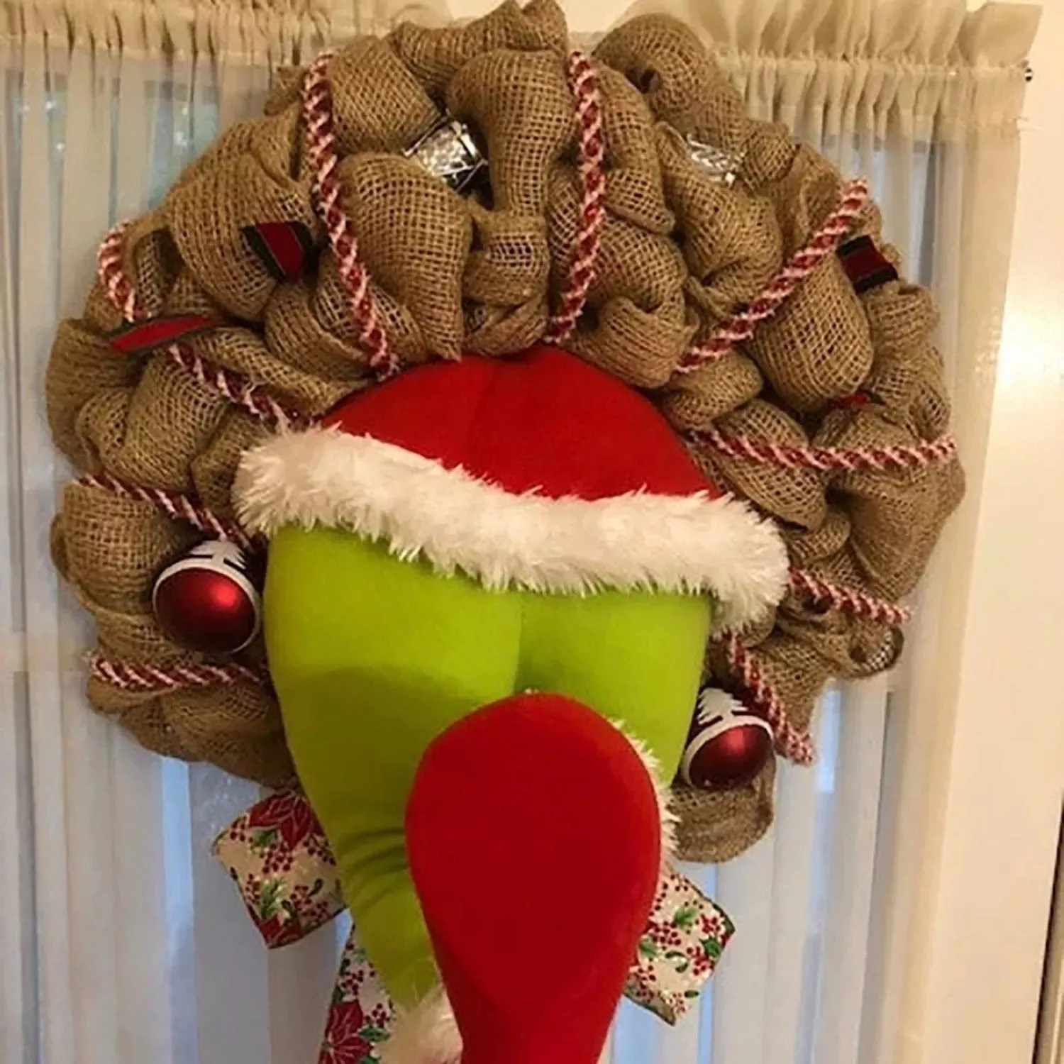 HALLOWEEN Thief stealing Christmas--Burlap Wreath