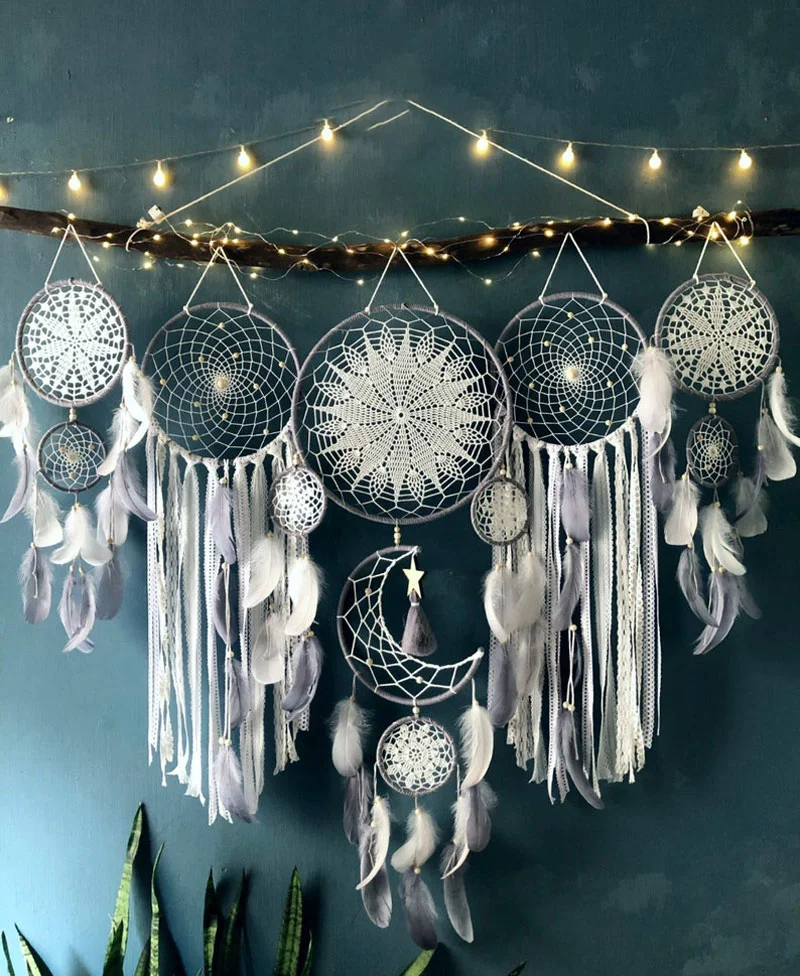 Dreamcatcher Moon And Stars Hanging Over The Bed