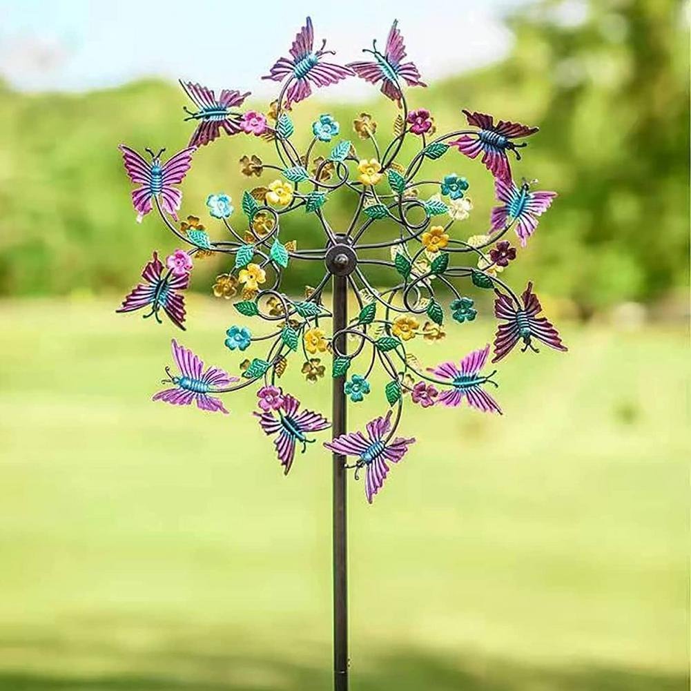 Metal Windmill Butterfly Garden Wind Spinnerrotating Windmill Outdoor Decoration
