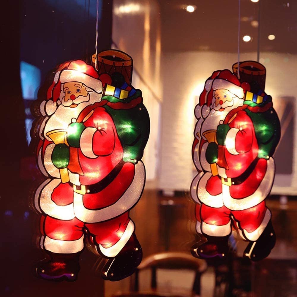 Christmas Light Santa Claus Suction Cup Window Hanging Lights