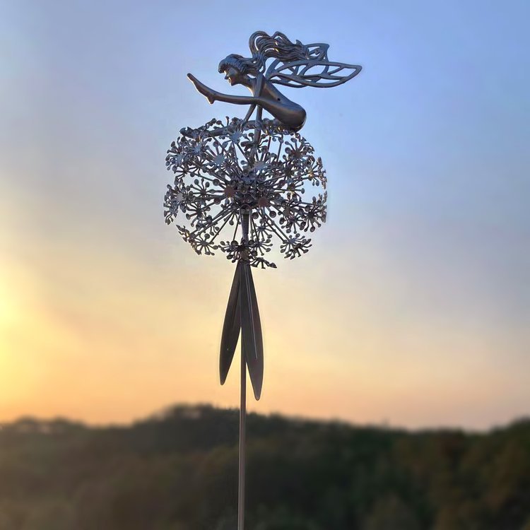 New 3d Flower Fairy Elf Dancing With Dandelion Sculpture
