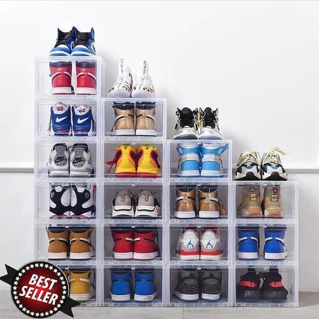 Shoe Storage Box Shoe Box Transparent Plastic Stackable Shoe Storage Box Saves Space And Fits Us Sizes