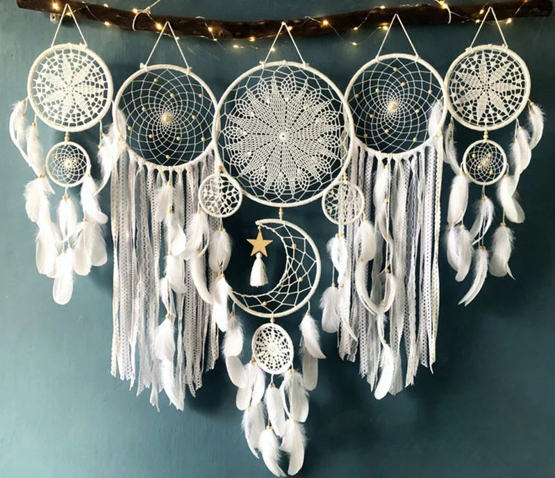 Dreamcatcher Moon And Stars Hanging Over The Bed