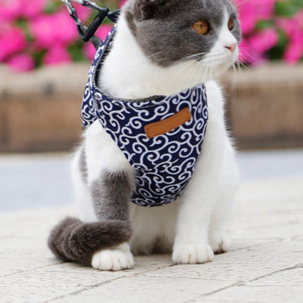 Pet Dog Cat Harness Vest Collar Outdoor Walking Leash Set