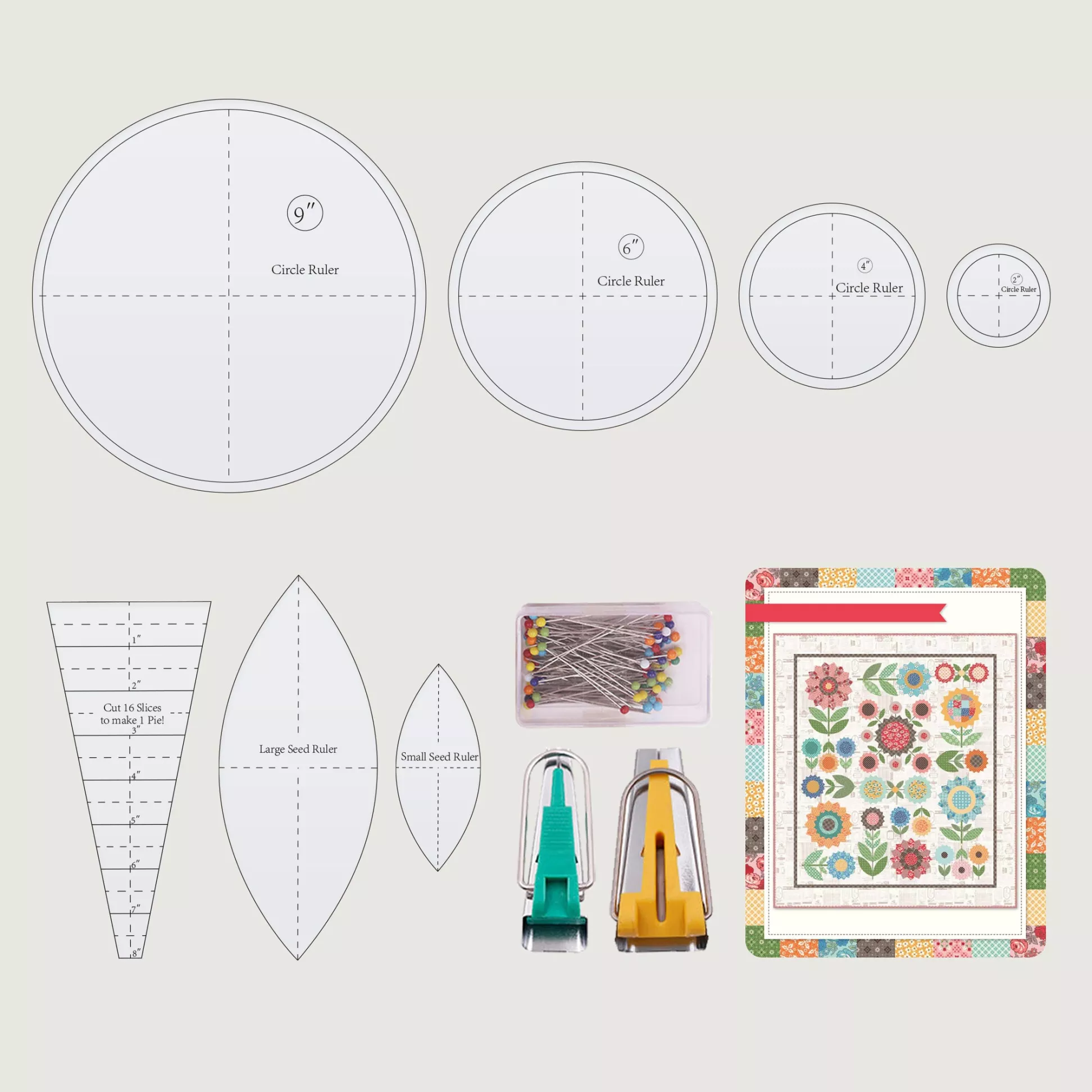 Sunflower Quilt Template Set