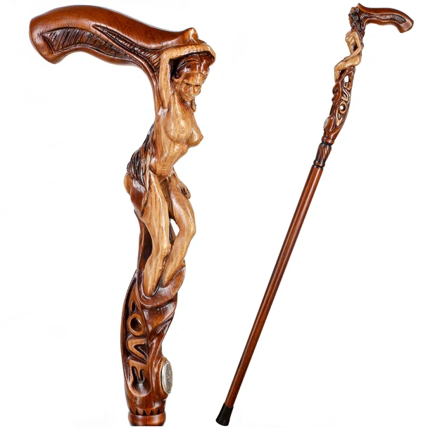 LOVE SEXY Naked girl Wooden walking stick cane