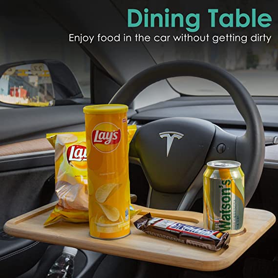 Car Bamboo Double Sided Steering Wheel Tray