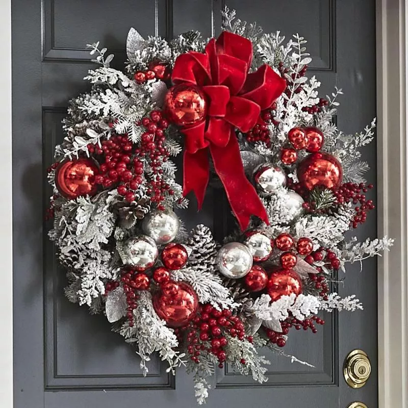 The Cordless Prelit Red And White Holiday Trim Christmas Wreath