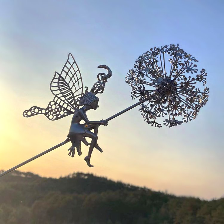 New 3d Flower Fairy Elf Dancing With Dandelion Sculpture