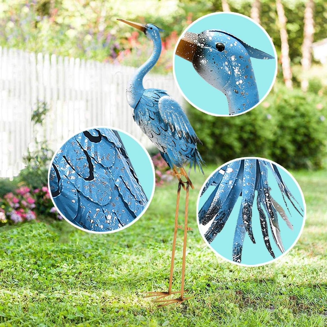 Blue Heron Crane Metal Garden Décor