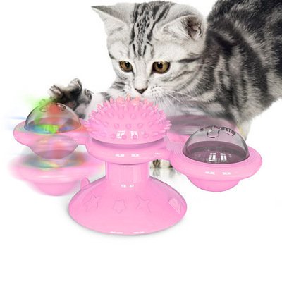 Windmill Cat Toy LED Turntable Teasing Pet Toy - Cat Windmill Toy Funny Massage