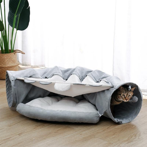 Cat Cave Bed Cat Tunnel Soft Fur Bed Sleeping Hole