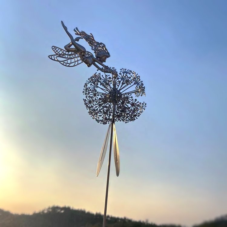 New 3d Flower Fairy Elf Dancing With Dandelion Sculpture