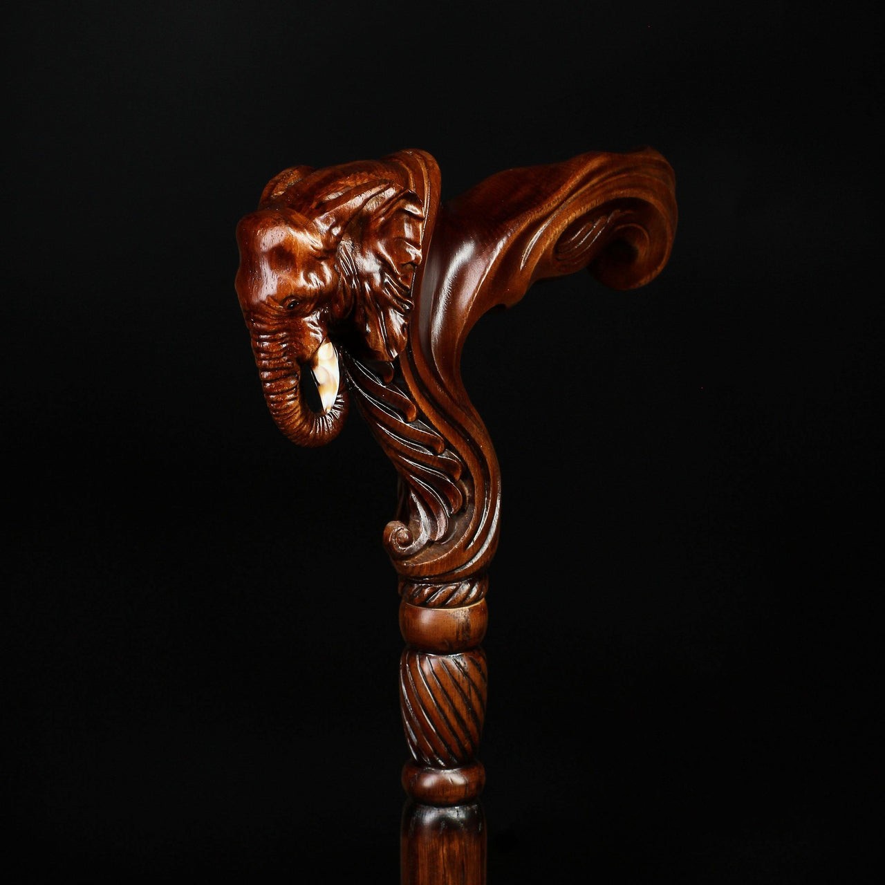 Elephant Cane Wooden Walking Stick Ergonomic Handle