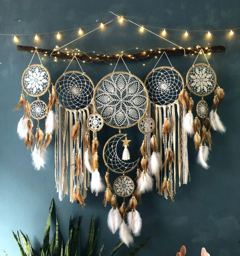 Dreamcatcher Moon And Stars Hanging Over The Bed