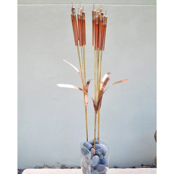 Copper Cattail Wind Chimes