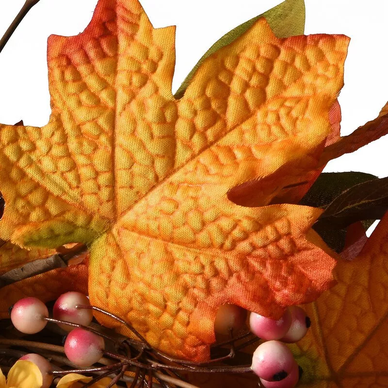 Red Flower Berry Cluster Maple Leaf Fall Wreaths For Front Door