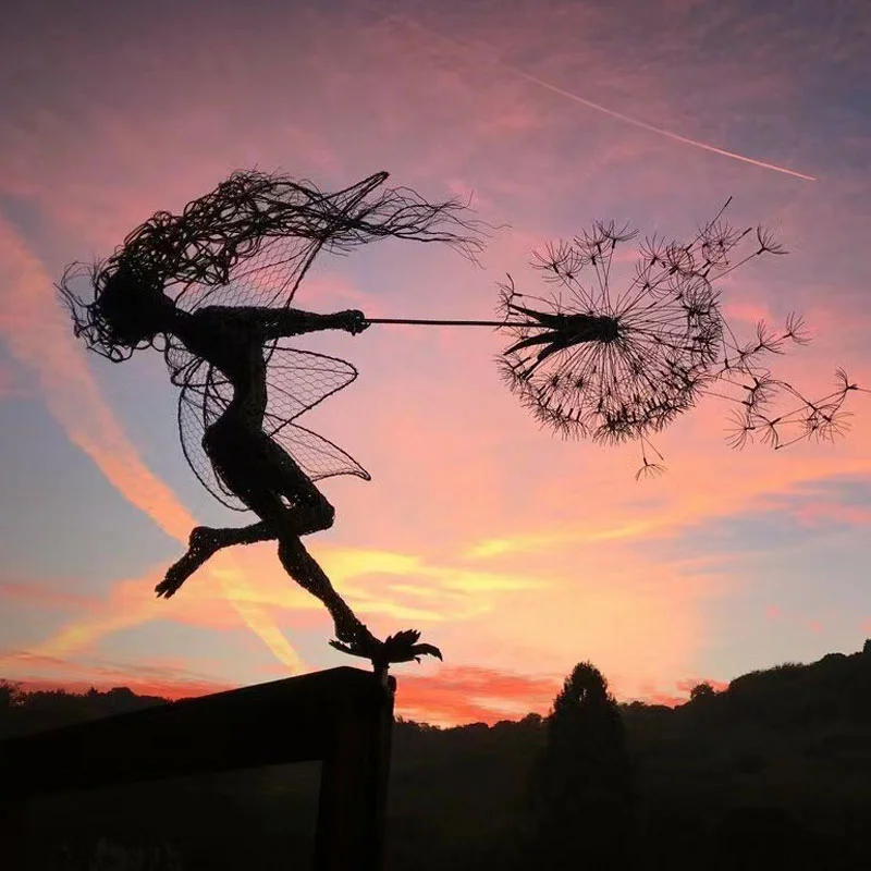 5 Pcs Fairy Steel Garden Sculptures - The Naughty Spirits Are Dancing