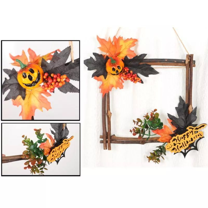 Wooden Halloween Decoration Star Hanging Ornament Wreath