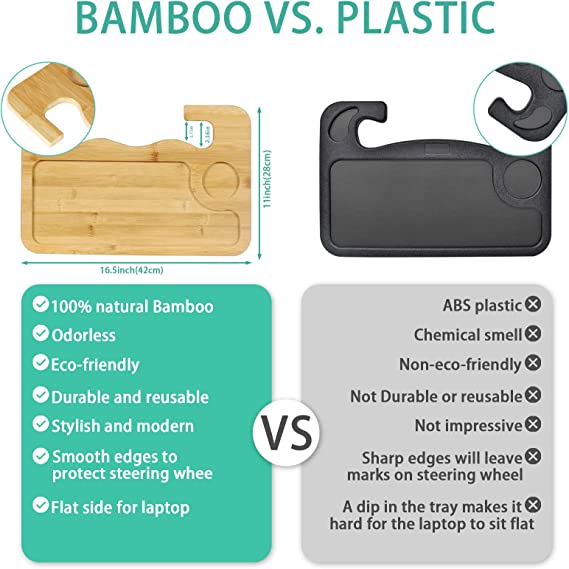 Car Bamboo Double Sided Steering Wheel Tray