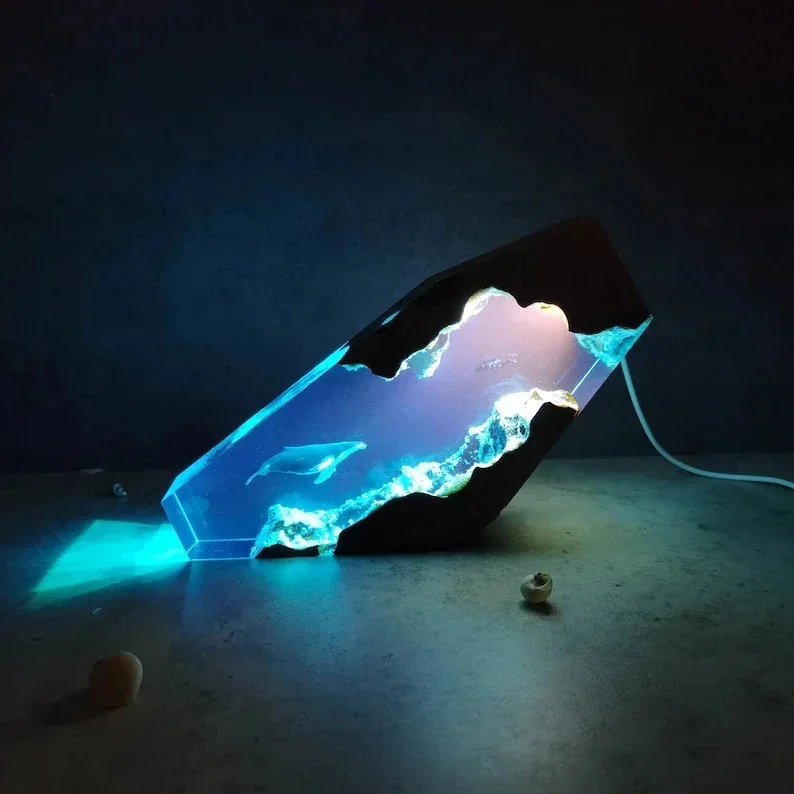 Whale Shark And Couple Diver Night Light Unique Decor Gift