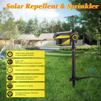 Solar Powered Motion Activated Animal Repellent Sprinkler Garden Lawn Yard Tool