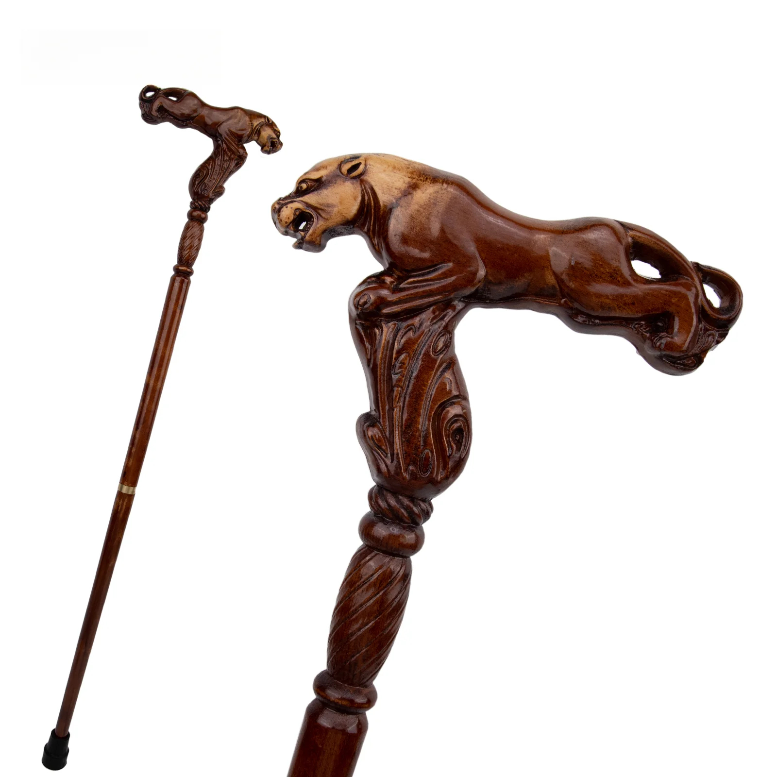 Leopard Brown Wooden Fashion Walking Stick Decorative Vampire Cospaly Party Wood Walking Cane Halloween Mace Wand Crosier