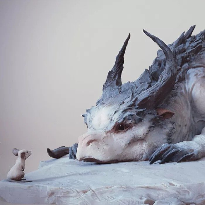 Dragon And Mouse - Art Sculpture