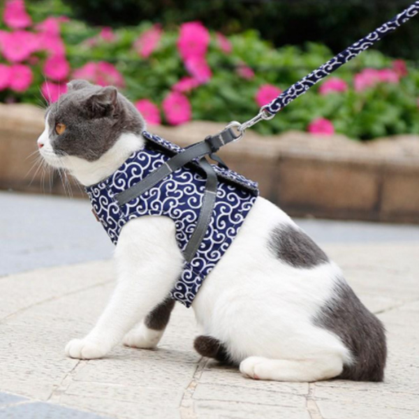 Pet Dog Cat Harness Vest Collar Outdoor Walking Leash Set