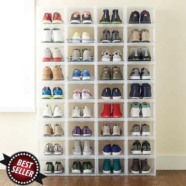 Shoe Storage Box Shoe Box Transparent Plastic Stackable Shoe Storage Box Saves Space And Fits Us Sizes