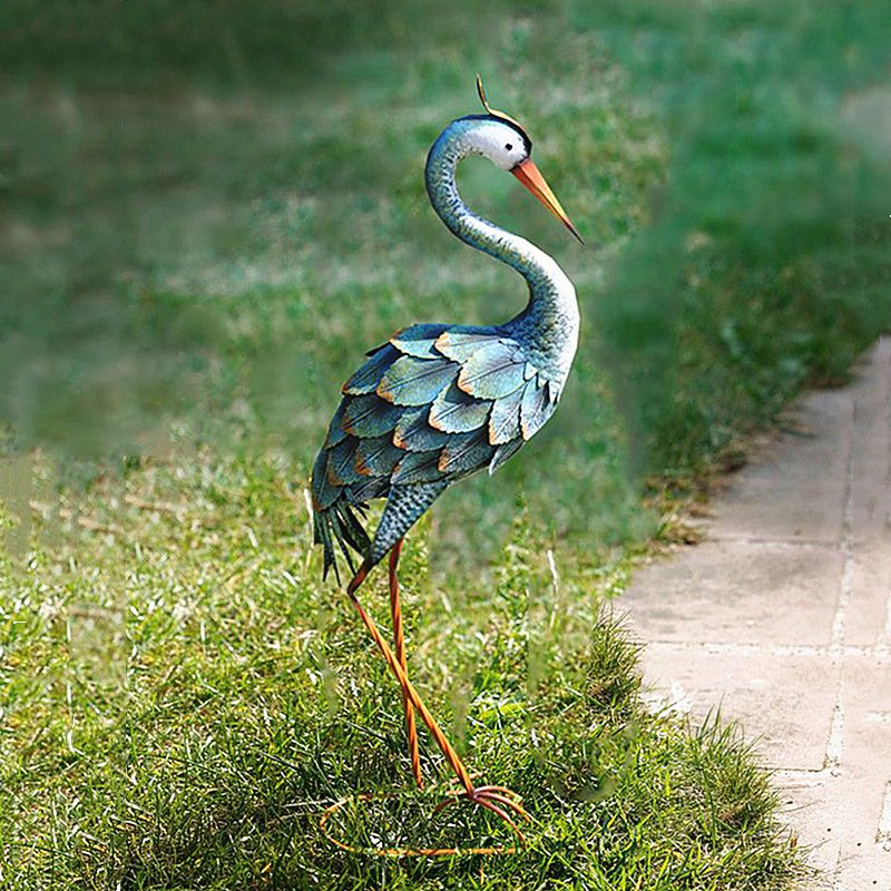 Blue Heron Crane Metal Garden Décor