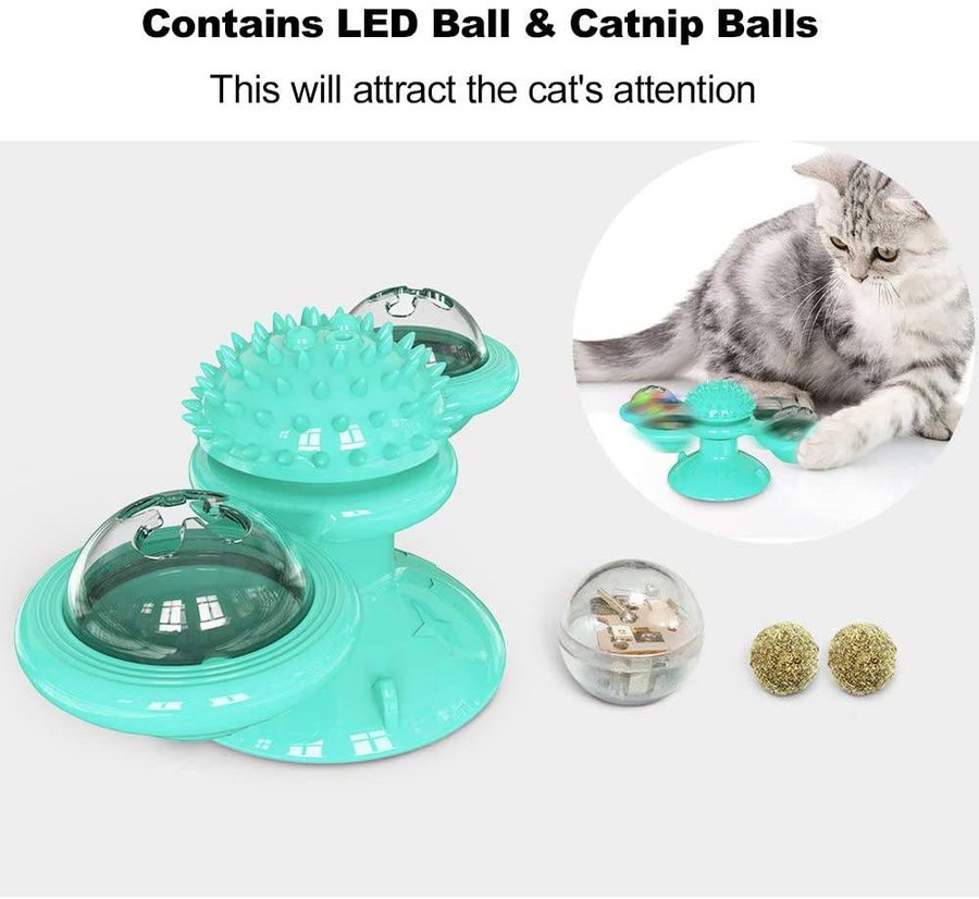 Windmill Cat Toy LED Turntable Teasing Pet Toy - Cat Windmill Toy Funny Massage