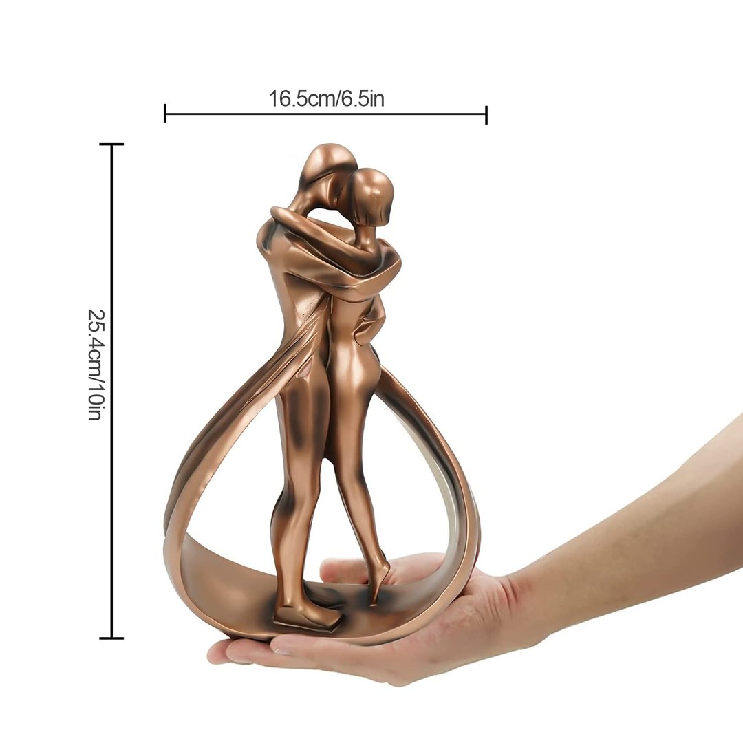 Romantic abstract passion hug kiss affectionate couple statue
