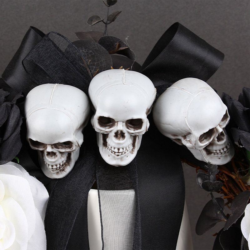 Inch Halloween Ghost Door Skull Rattan Circle Wreath Indoor Outdoor