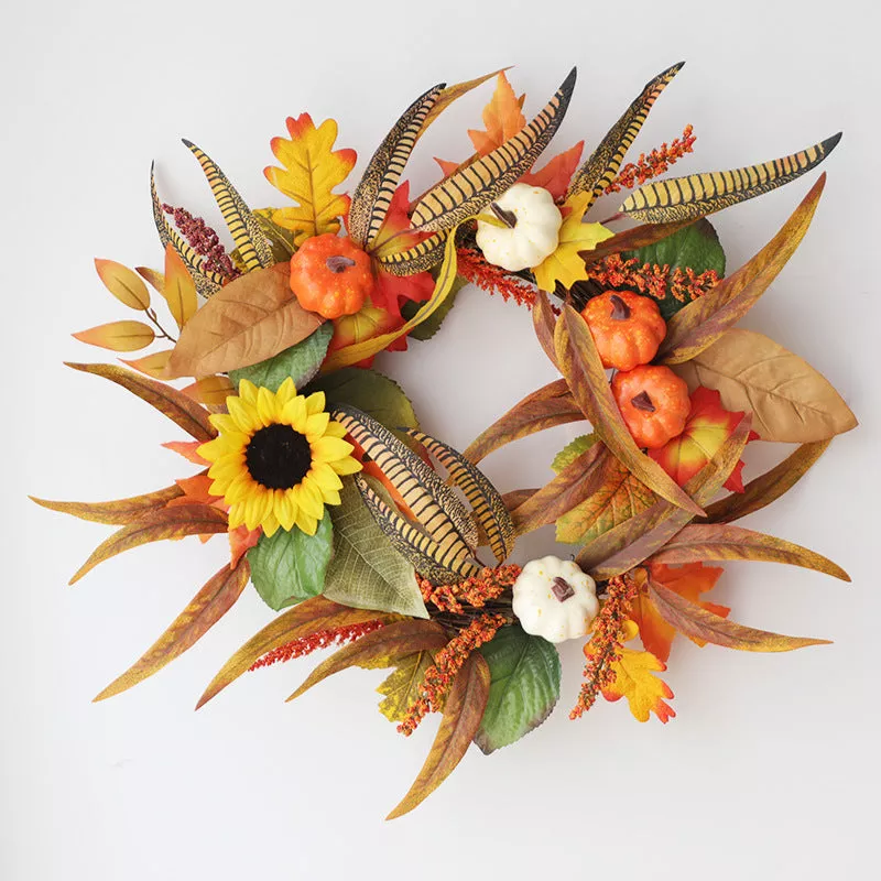 Halloween Maple And Pine Cone Pumpkin Wreath Outdoor Autumn Garland