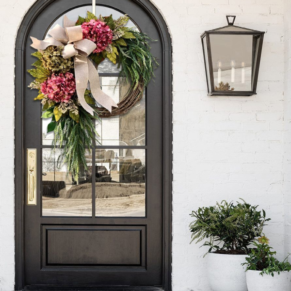 Farmhouse pink hydrangea wreath - Rustic home decor