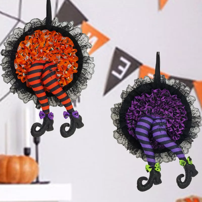 Halloween Witch Legs Wreath