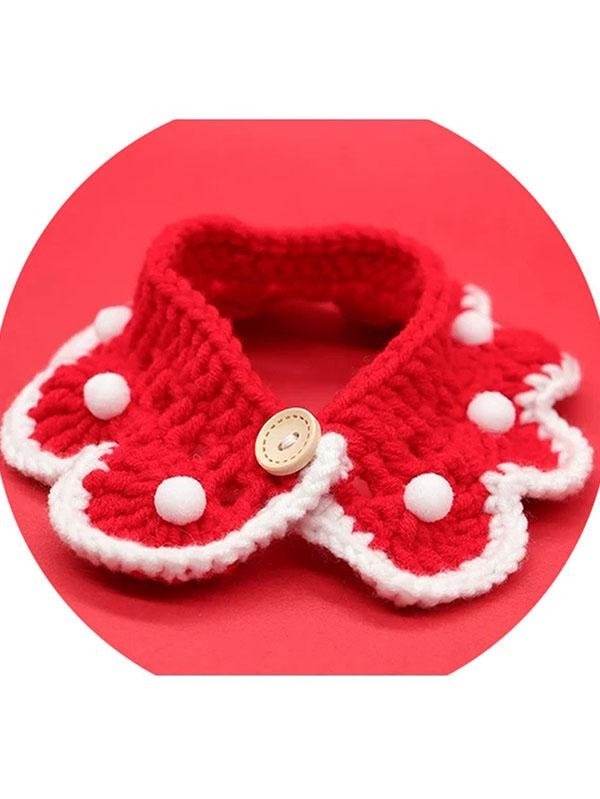 Cat Christmas Decor Xmas Knitted Pet Collar