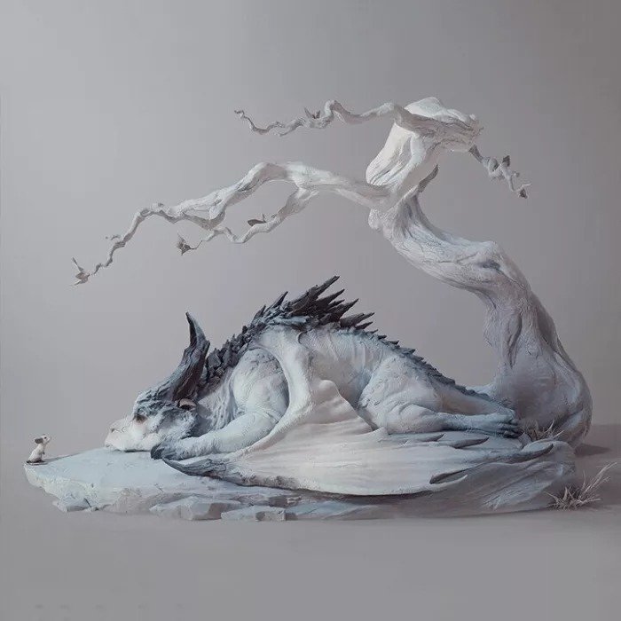 Dragon And Mouse - Art Sculpture