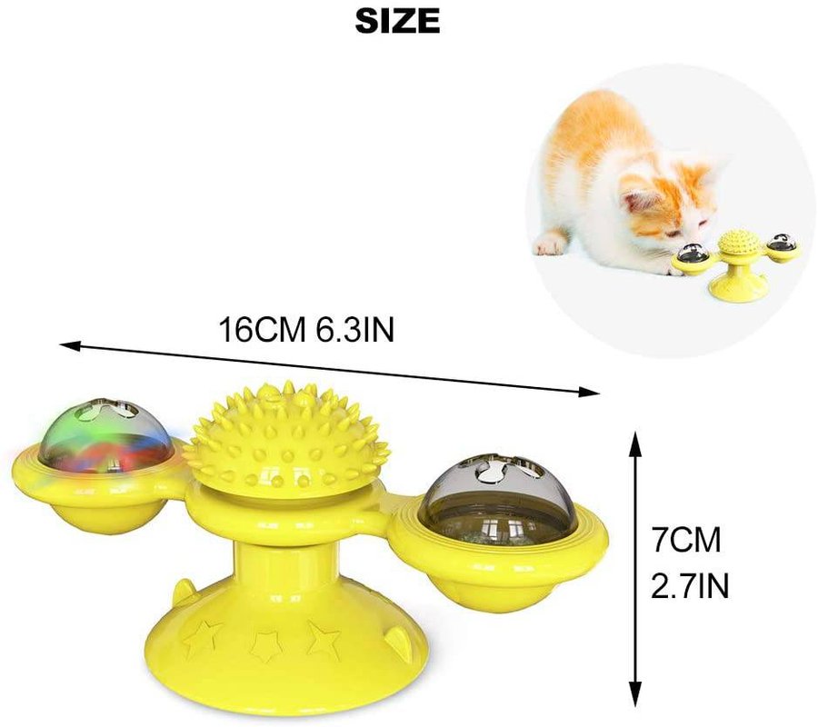 Windmill Cat Toy LED Turntable Teasing Pet Toy - Cat Windmill Toy Funny Massage
