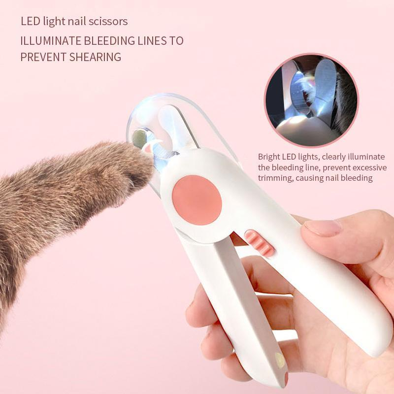 Pet Nail Clippers With LED Light To Avoid Over-Cutting Pink