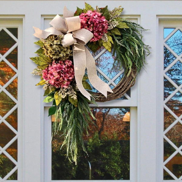 Farmhouse pink hydrangea wreath - Rustic home decor