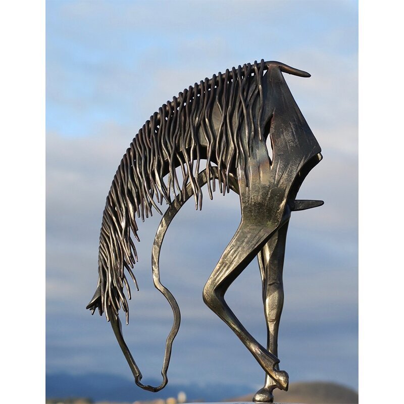 Kiss Horse Sculpture Modern Statue Rustic Metal Art